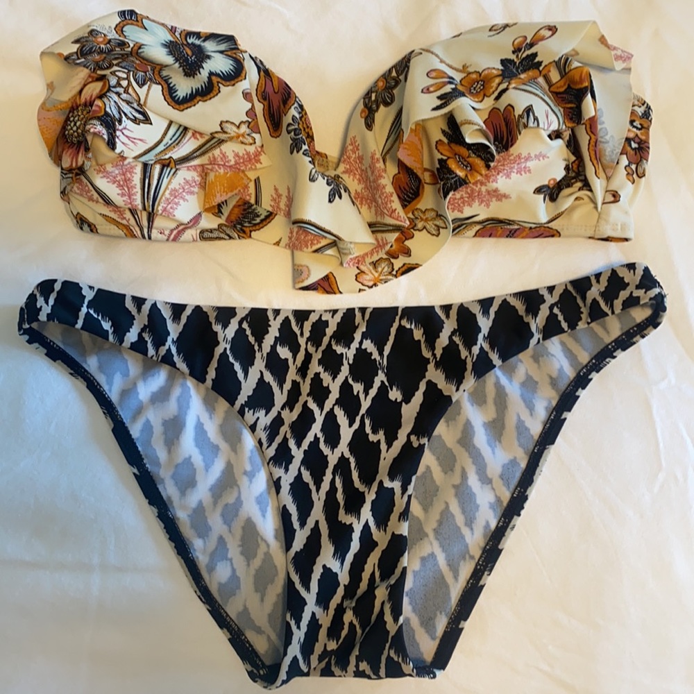 Zimmermann Two-Piece Swim Set in Cream and Black